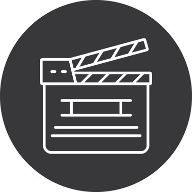 Clapperboard simge vektörü. İnce çizgi işareti. izole edilmiş resim çizimi