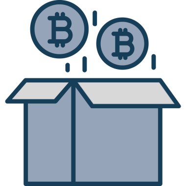 Bitcoin madencilik kripto para birimi simgesi doldurulmuş ana hat biçiminde