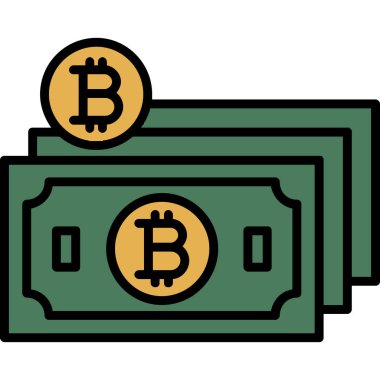 para bitcoins simge renk ana hatları vektörü