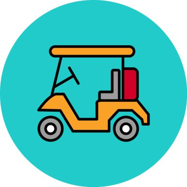 Golf arabası simgesi doldurulmuş taslak biçiminde
