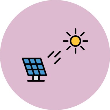 Güneş enerjisi simgesi, vektör illüstrasyonu