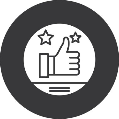 Beyaz arkaplanda başparmak üstüste simgesi olan bir yıldızın vektör çizimi.