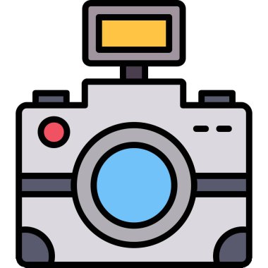 Fotoğraf makinesi simgesi renk dış hat vektörü