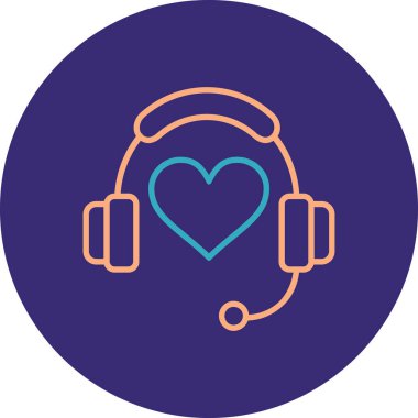 kalp ve kulaklık simgesi vektör çizimi