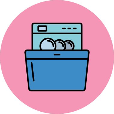 Çamaşır makinesi. Web simgesi basit illüstrasyon