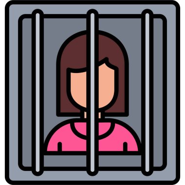 Mahkum kız ikon ana hatları vektörü. İnsanlar avatar. İnsan avatarı