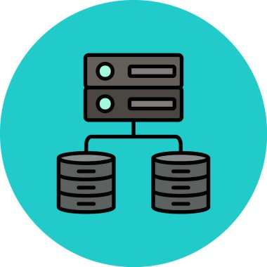 ağ sunucu simgesi renk dış hat vektörü