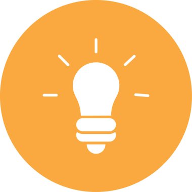 Ampul vektör simgesi. biçim düz yuvarlak kare sembolü, sarı renk, yuvarlak açılar, beyaz arkaplan