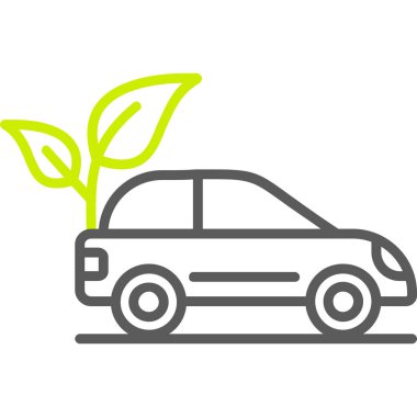 Yapraklı yeşil araba ve çevre dostu simge