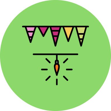 Çizgi film ve renkli bayrakların vektör çizimi