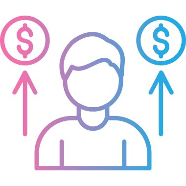 Dolar işareti simgesi olan adam, vektör, illüstrasyon