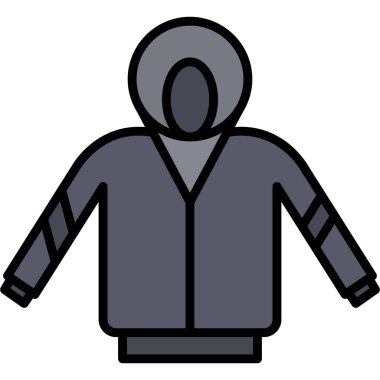 Beyaz arkaplanda izole edilmiş ceket simgesi ve vektör illüstrasyonu