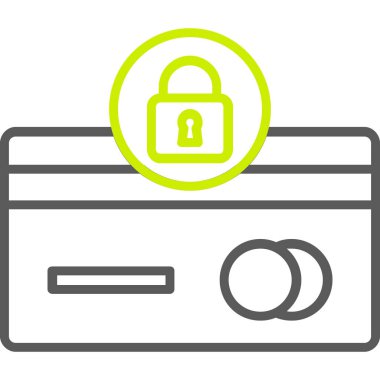 Kilit ikonlu kredi kartı. Web için banka kartı vektör simgesinin özet biçimi.