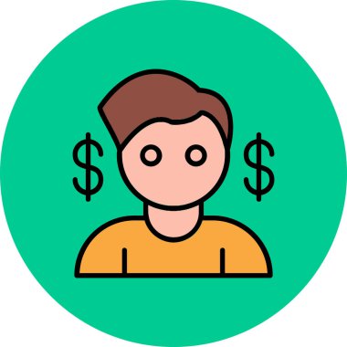 Dolar simgesi olan adam, vektör illüstrasyonu