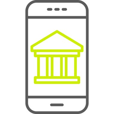 Banka mobil bankacılık vektör simgesi. İllüstrasyon biçimi düz simge, banka kartı ve beyaz arkaplan üzerindeki semboldür.