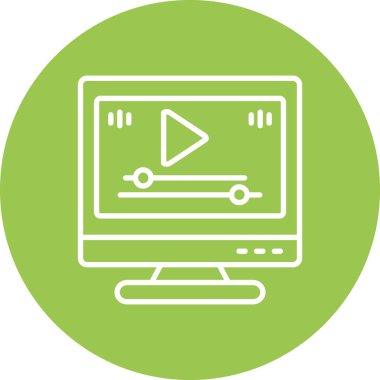 Video oynatma düğmesi simgesi olan dizüstü bilgisayar, vektör illüstrasyonu