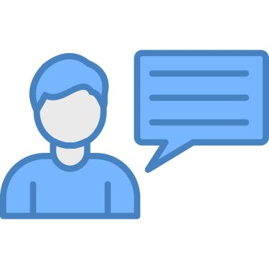 Konuşma balonu ve sohbet vektörü çizimi olan adam