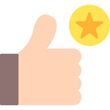 El ele tutuşan bir yıldız, düz bir tasarımın çizimi.