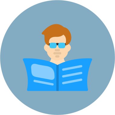 Kitap okuyorum. Web simgesi basit illüstrasyon