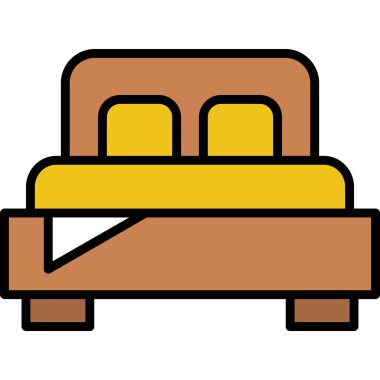 Yatak simgesi renk ana hatları vektörü