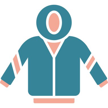 Kışlık kıyafet ikonu. Beyaz arka planda izole edilmiş giysi ve kıyafetlerin basit bir çizimi