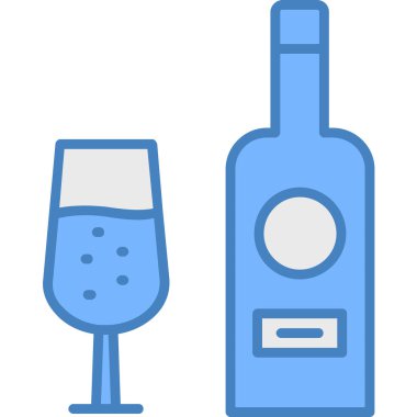 Şarap şişesi simgesi. Şarap kadehi vektör simgesi rengi düz izole