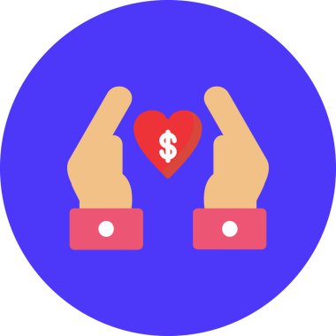 para vektör simgesi. Bu düz yuvarlak sembol beyaz arkaplanda pembe ve mavi renkler kullanır.