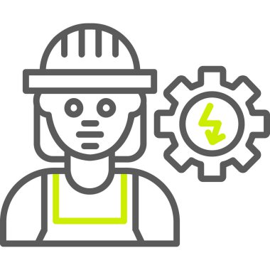 dişli çizgi simgesi, vektörü ve illüstrasyonu olan işçiler