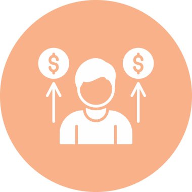 İnsan ve dolar simgesinin vektör illüstrasyonu