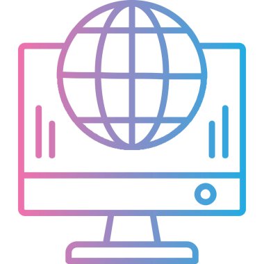 İnternet simgesi, basit ana hatlı vektör çizimi