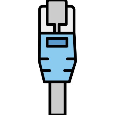 usb buji simgesi. outline usb kablo vektör rengi düz izole
