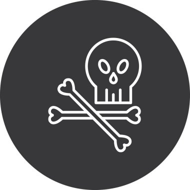 kemik kafatası vektör simgesi. Siyah illüstrasyon beyaz arkaplanda izole edildi