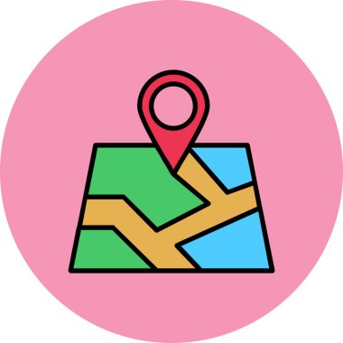 konum haritası simgesi. Konum iğnesinin vektör illüstrasyonu