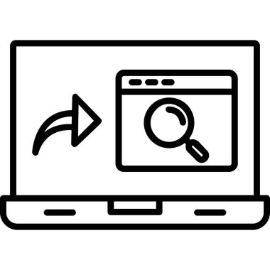 Büyüteç simgeli dizüstü bilgisayar