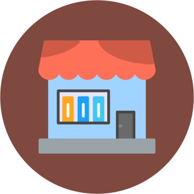 Dükkan ikonu vektör illüstrasyonu. düz tasarım biçimi