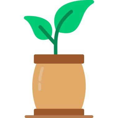 çömlek simgesinde bitki, vektör tasarımı