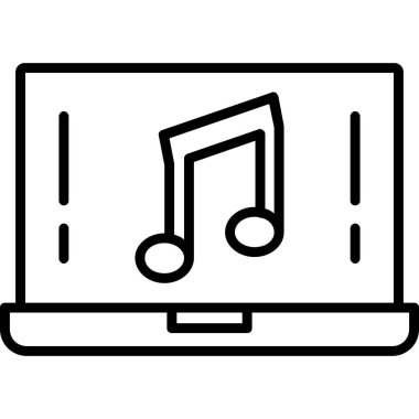 Müzik nota simgesi vektör illüstrasyon tasarımlı dizüstü bilgisayar
