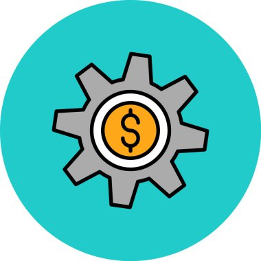 dişli dolar para ikonu vektör illüstrasyon tasarımı