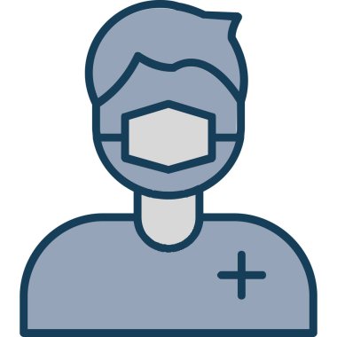 Tıbbi Maske Simgesi Vektör İllüstrasyonu