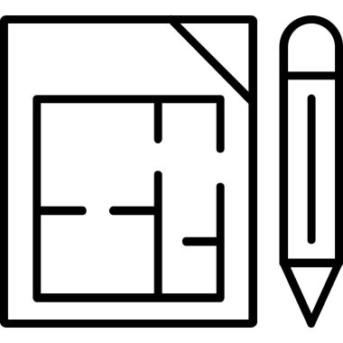 Kalem simgesi, ana hatlı vektör çizimi