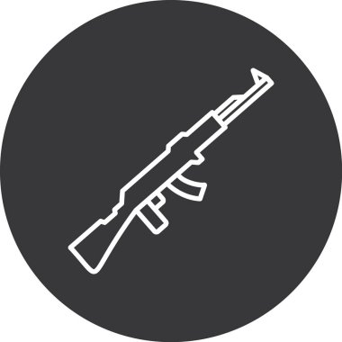 askeri tüfek ikonu, satır illüstrasyonu