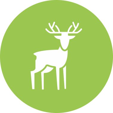 Geyik simgesi yumuşak yeşil arka planda izole edilmiş modada düz stil