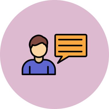 Konuşma kabarcığı vektör çizimi olan adam