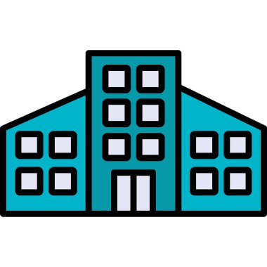 Otel ikonu. Web için hostel vektör simgelerinin özet çizimi