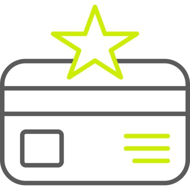 Banka kartı vektör simgesi. iki renkli düz simge, sarı ve gri renkler, yuvarlak açılar, beyaz arkaplan.