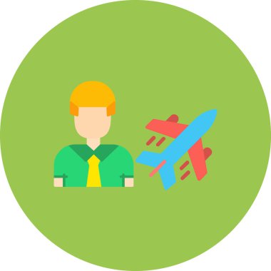 Uçak ikonu. Vektör çizimi. Uçaklı uçak