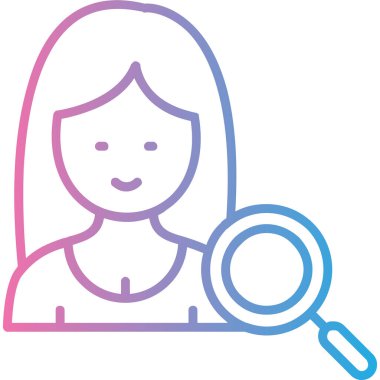 Büyüteç cam vektör illüstrasyon tasarımlı dişi avatar