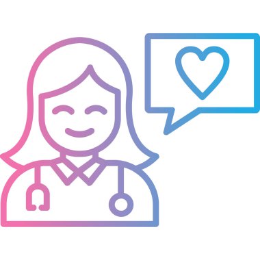 Doktor kadın hasta ikonu ana hatlarıyla