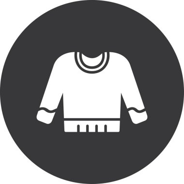 Beyaz arkaplanda izole edilmiş basit bir süveter simgesi. giysi sembolü vektör çizimi.