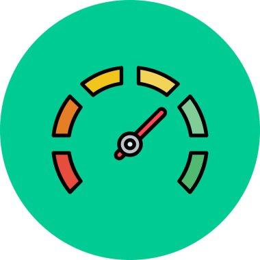 Speedometer web simgesi, basit vektör illüstrasyonu